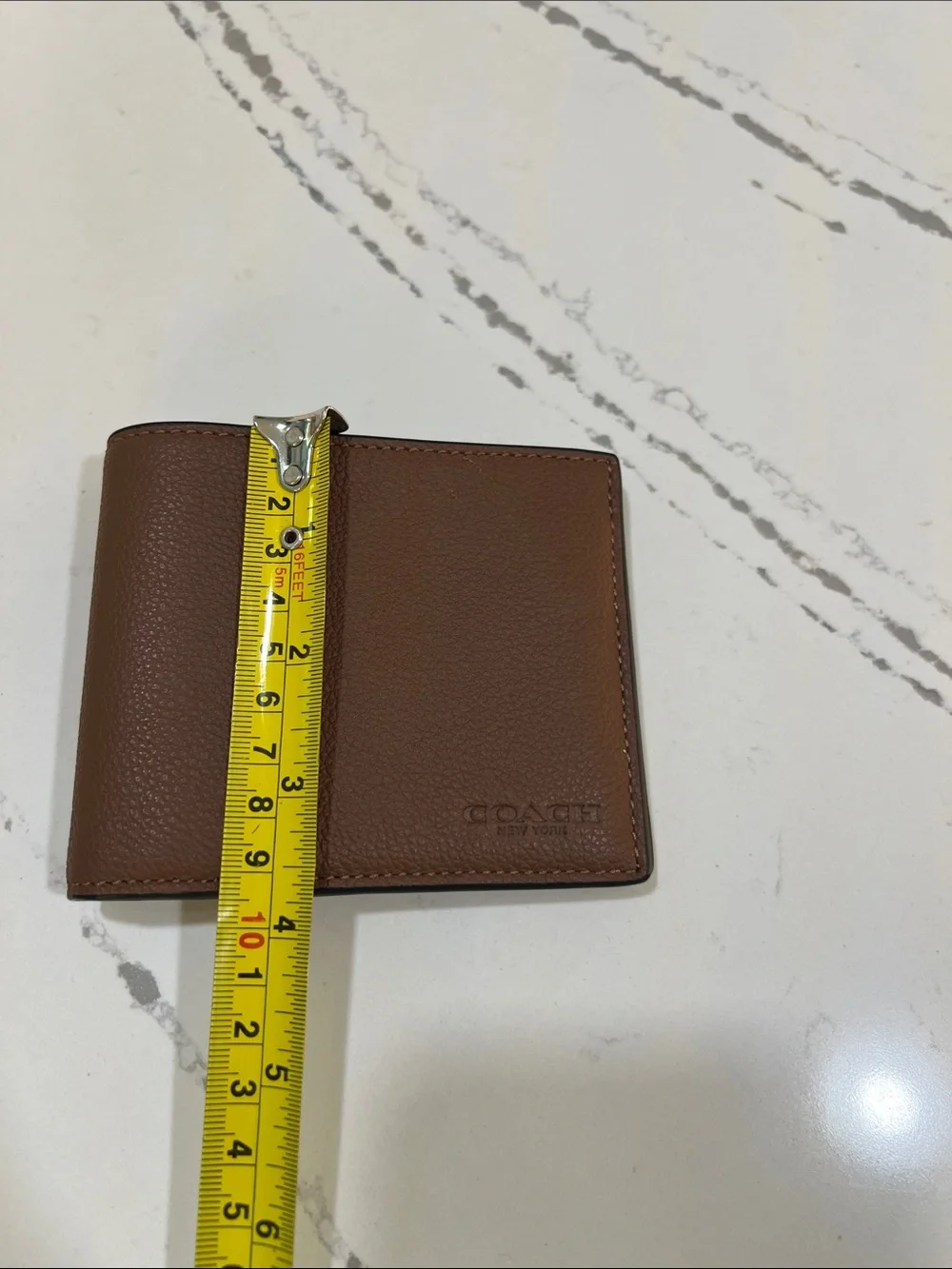 COACH New York Brown Pebbled Leather Men's Bi-Fold Wallet Saddle